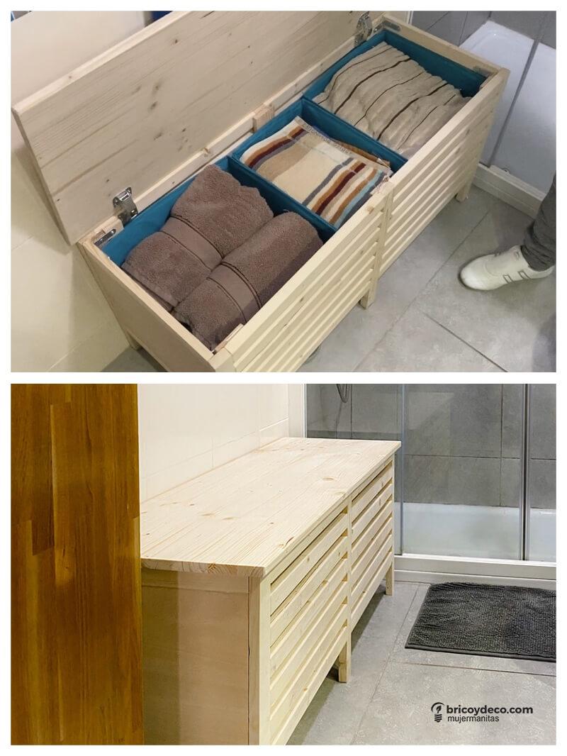 banco con almacenaje para el baño