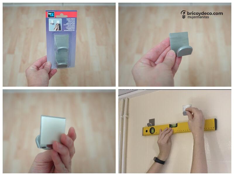 colgadores adhesivos para organizar el baño