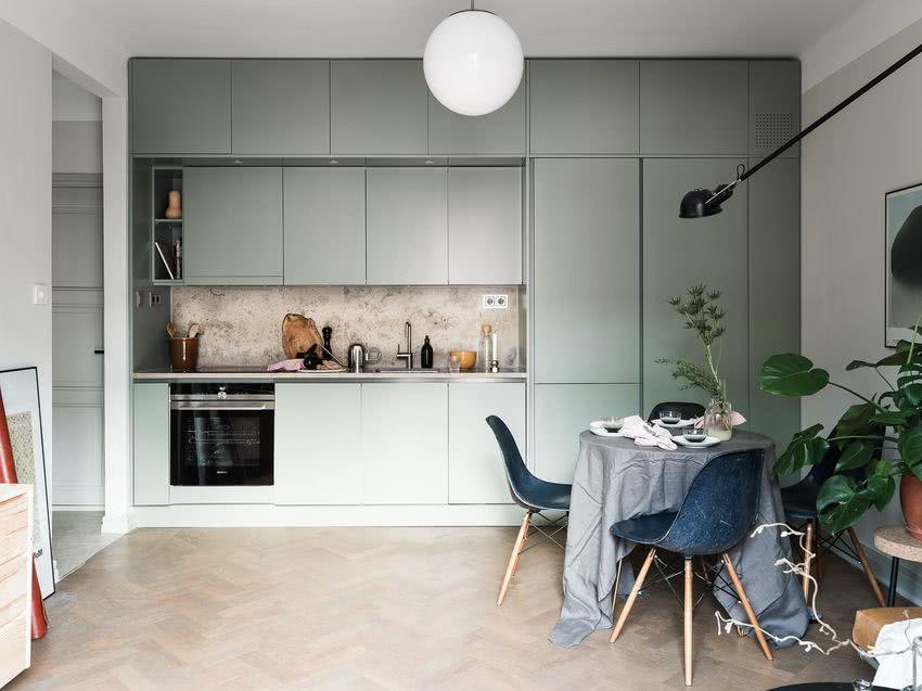 diseño de cocina en color verde mint