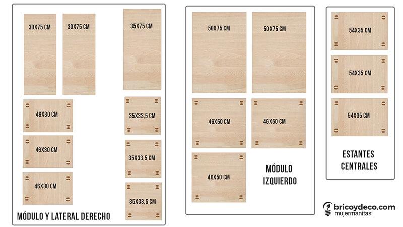 plano piezas módulo interior armario
