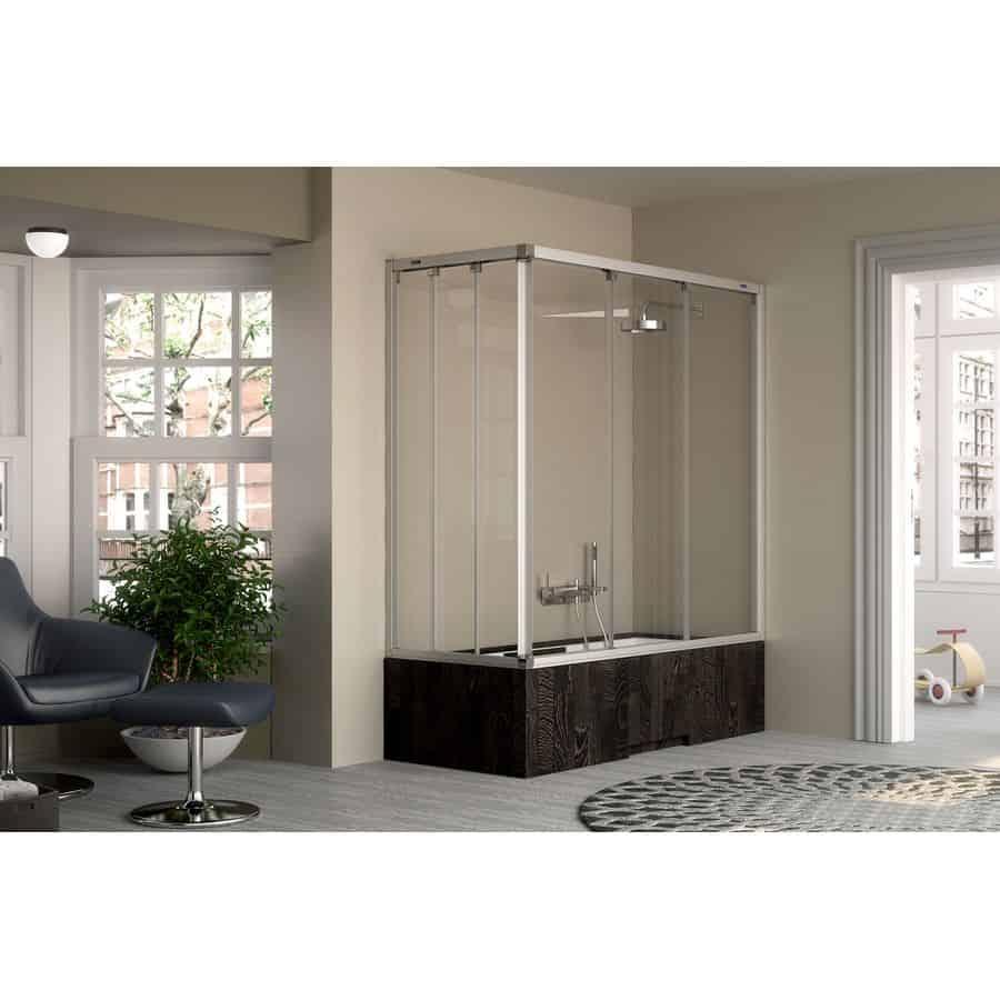 Mampara angular de bañera 2 fijos + 4 puertas correderas - Plus Evolution - Duscholux