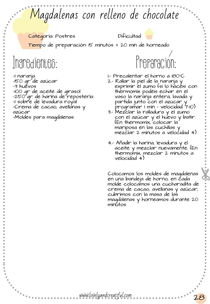 receta de magdalenas de naranja y relleno de chocolate