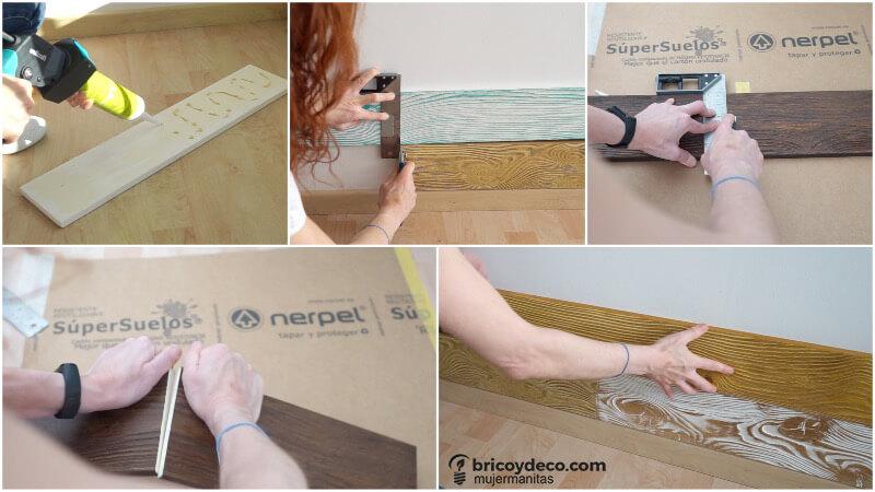 colocación de paneles de poliuretano sobre pared