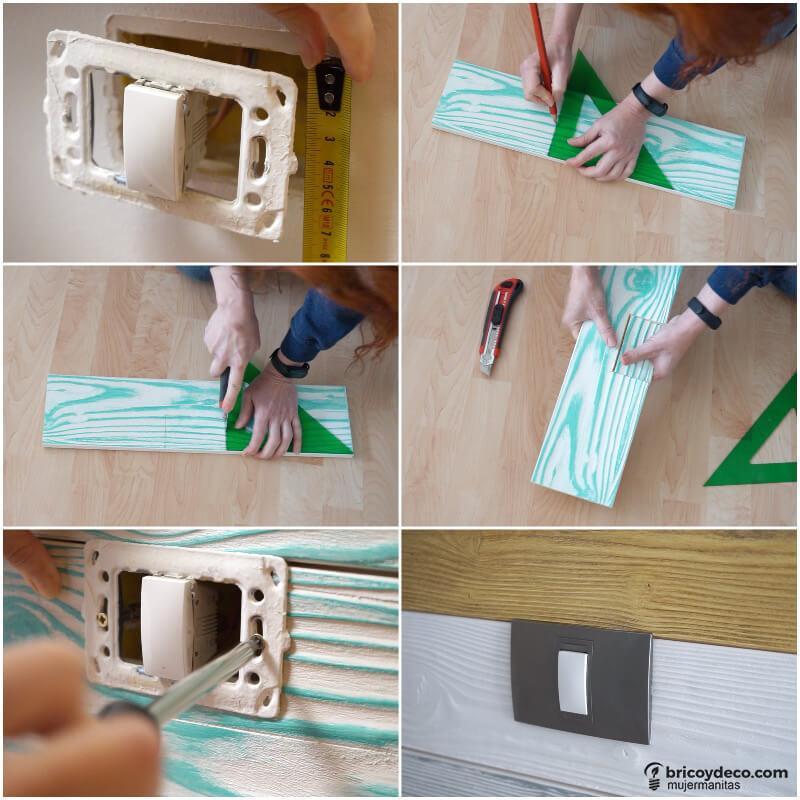 colocación de placas de poliuterano sobre interruptores y enchufes