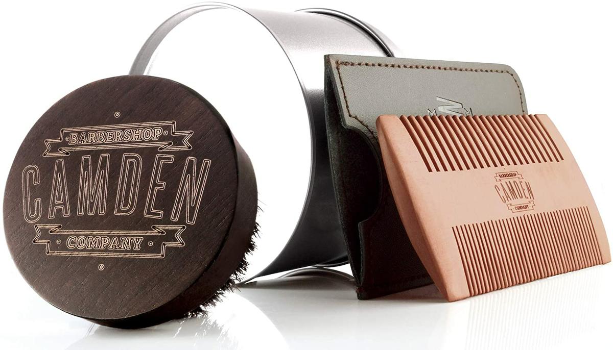 Cepillo y peine para barba Set de Camden Barbershop Company para el aseo diario de la barba