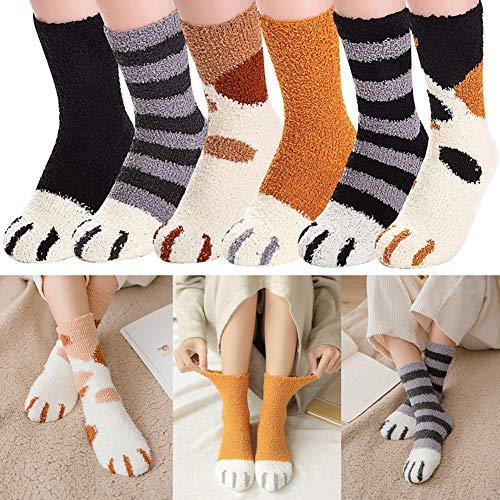 Gato Calcetines ,Calcetines Mujer Invierno ,6 pares de garras de gato de...