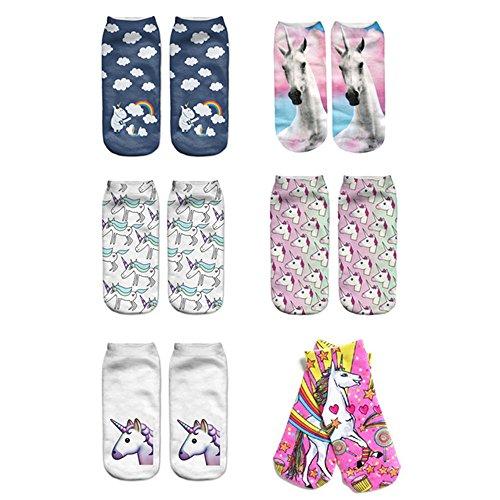 Mystery&Melody 6pcs unicornio dulce calcetines de algodn calcetines deportivos...