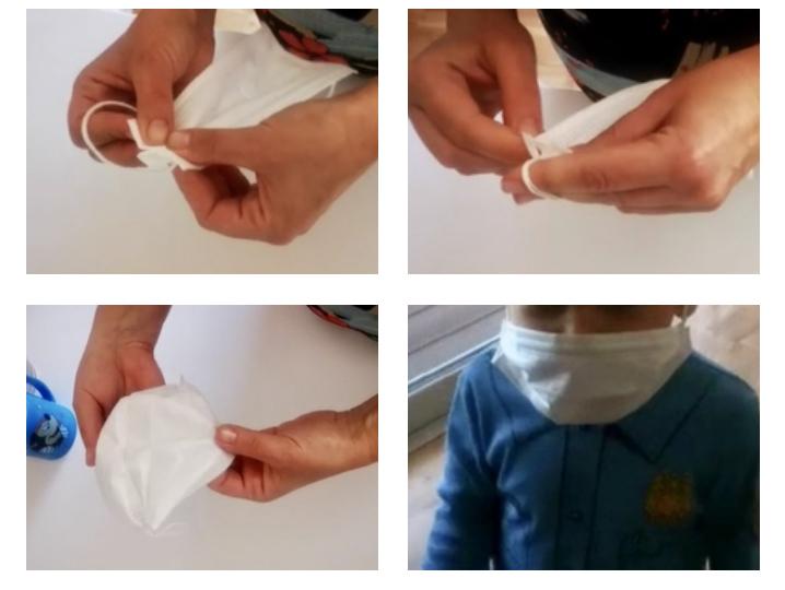 Adaptar mascarillas quirúrgicas para niños.