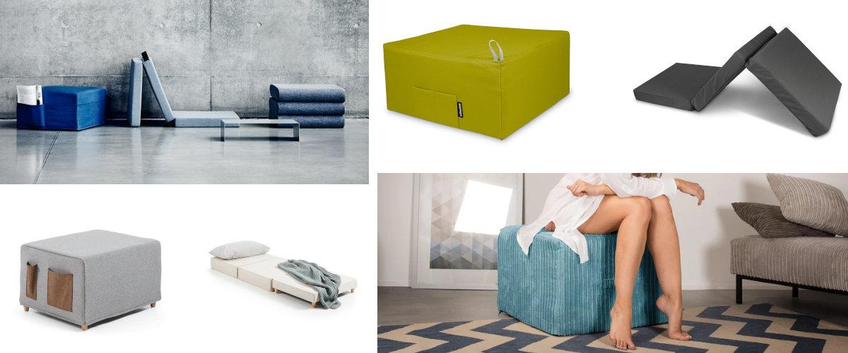 Puff con colchón plegable