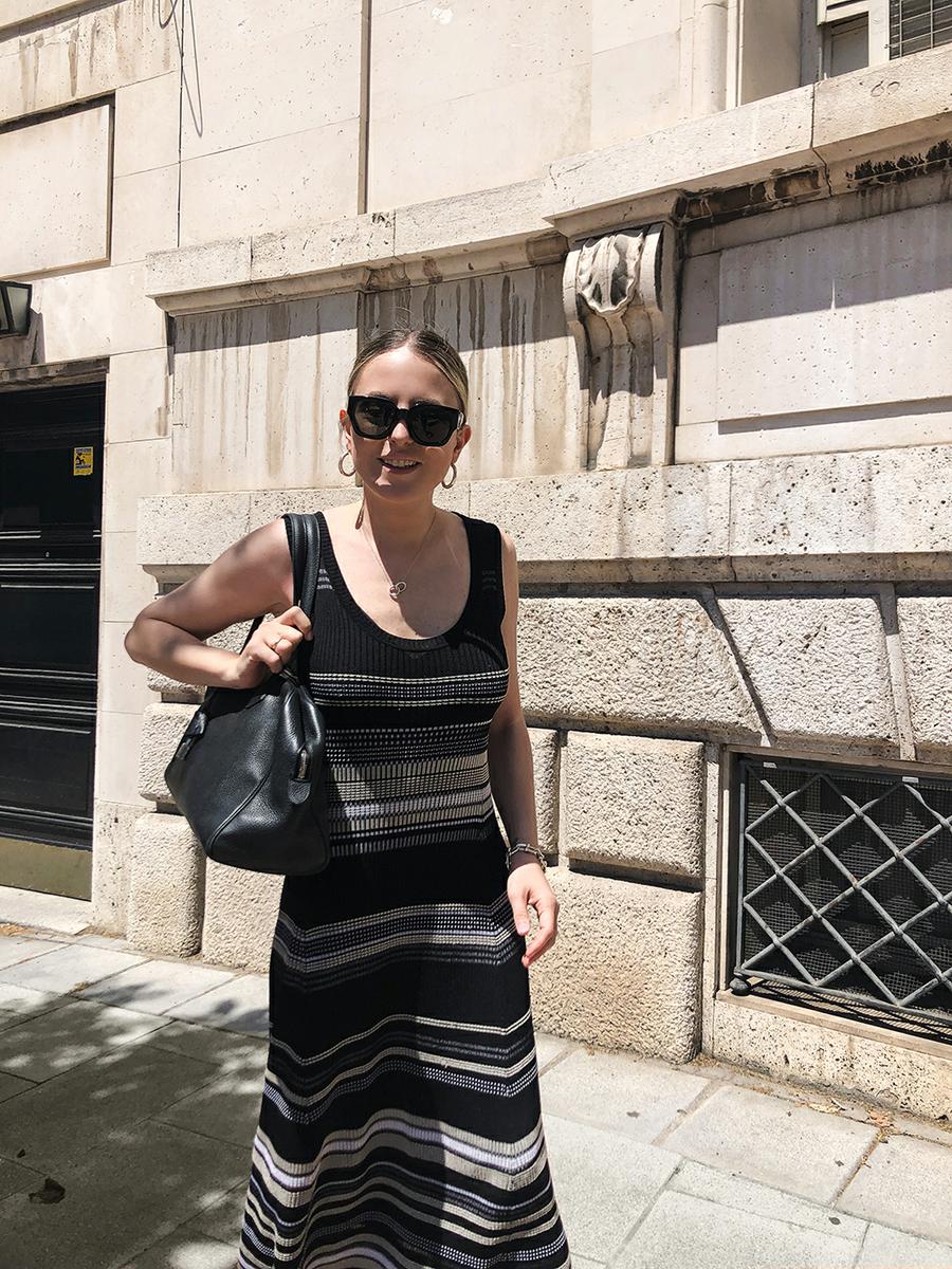 Trini | Proenza Schouler dress Hermes Oran sandals