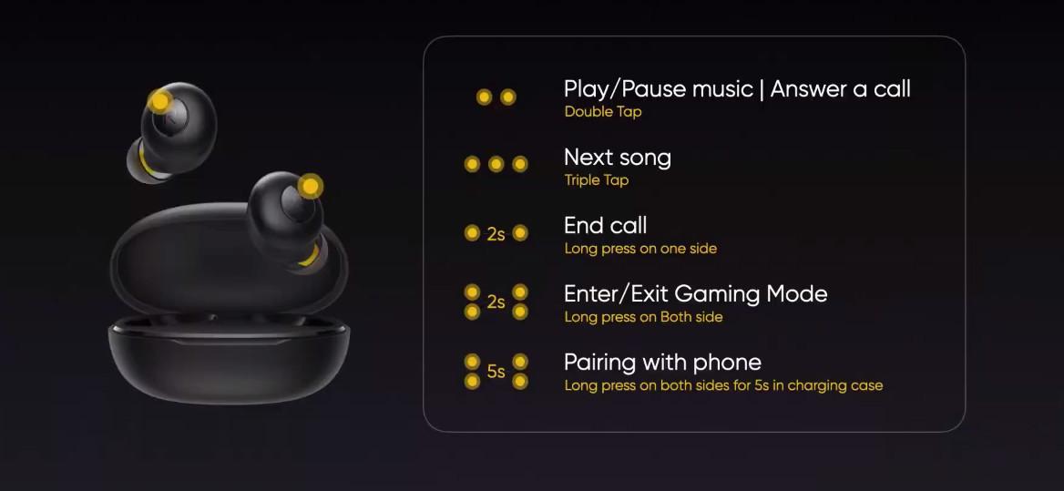 Realme Buds Q - Control por toques