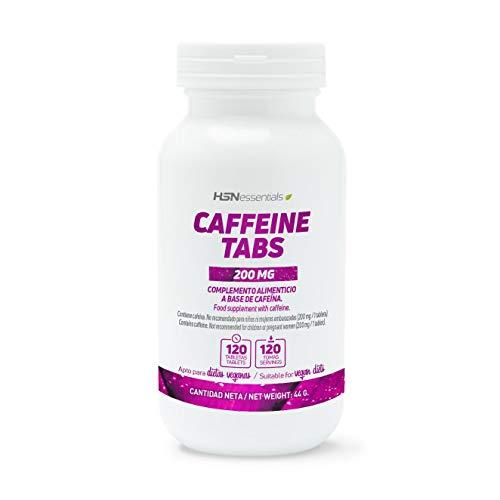 Cafeína Anhidra de HSN | Estimulante y Quemagrasas | Aumenta la Concentración y Rendimiento Deportivo | Vegano, Sin Lactosa, Sin Gluten, 120 Tabletas