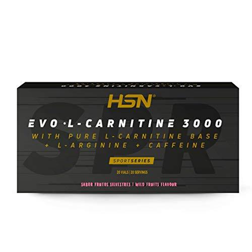Carnitina Líquida de HSN Evo L-Carnitine 3000 | Pérdida de Peso + Quemagrasas + Fat burner con Arginina, Cafeína | Vegetariano, Sabor Frutos del Bosque, 20 Viales de 10ml