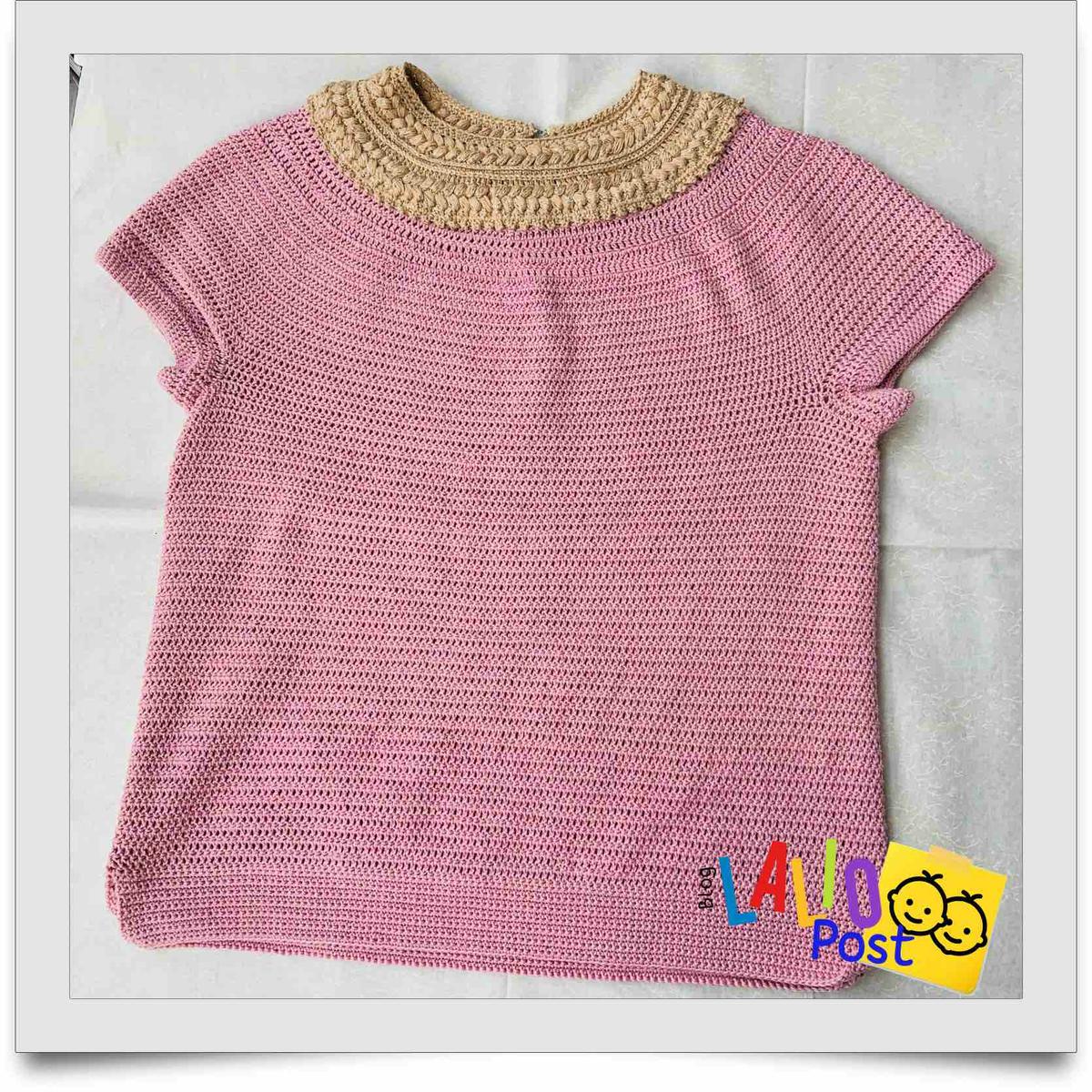 Top Iztaccíhuatl, top rosa y dorado tejido a crochet