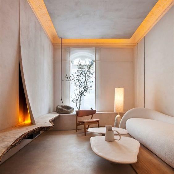 decoralinks | #casadecor #salon #organico #microcemento #chimeneadegas #lornadesantos #raw