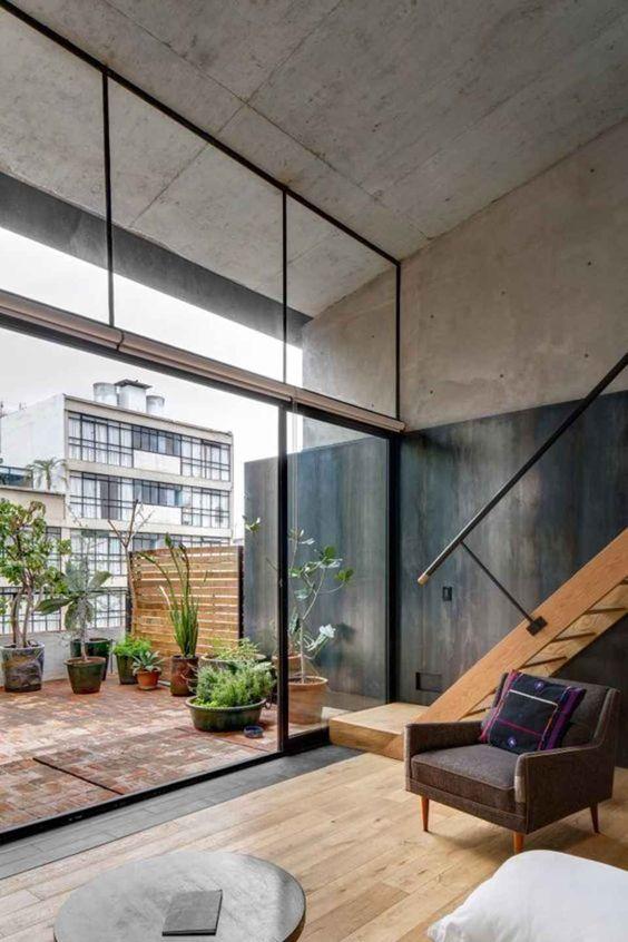 decoralinks | materiales raw #loft #salon #atico #terraza #concreto
