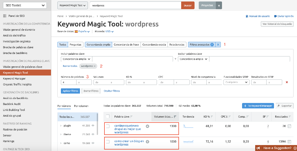 long tails semrush