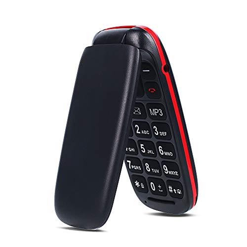 ukuu 1,8 Teléfono móvil Unlock con Tapa para Personas Mayores 800mAh Teclas Grandes gsm Dual SIM Fácil de Usar para Ancianos Negro F200