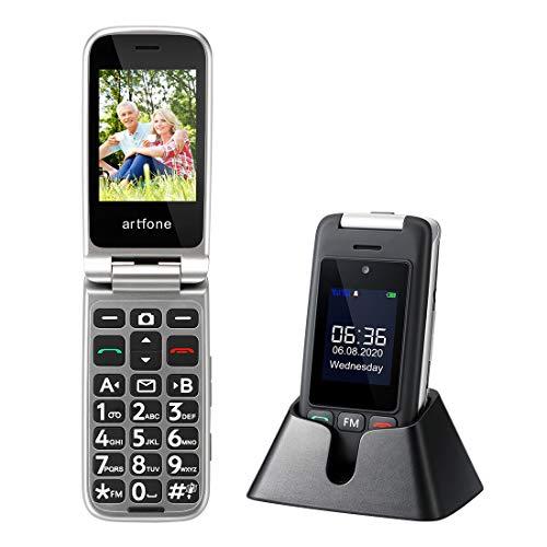 artfone Teléfono Movil para Personas Mayores con Teclas Grandes, Móvil para Ancianos con Tapa, Doble SIM 2G y SOS Botón, Pantalla de 2,4