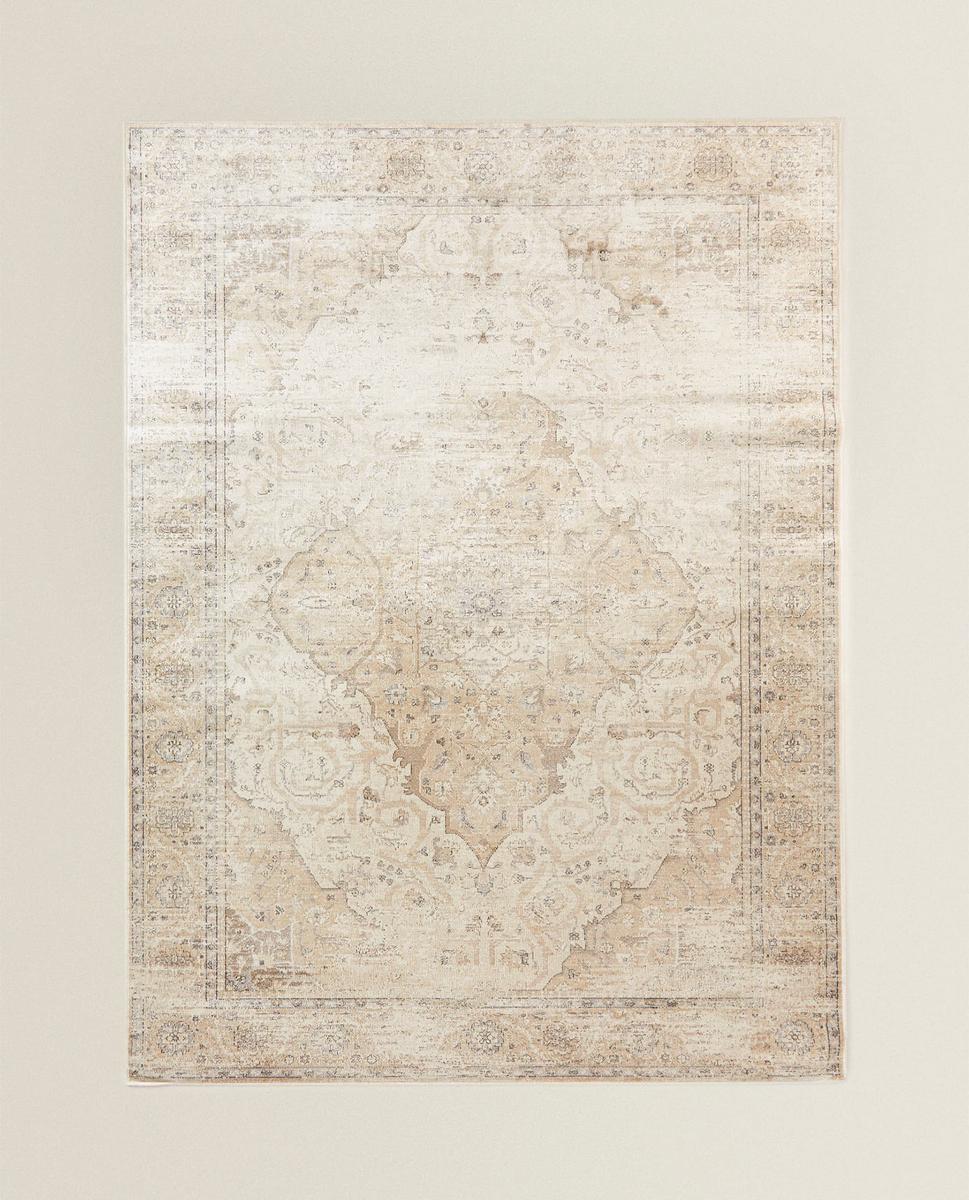 alfombra vintage para dormitorio rosa con texturas