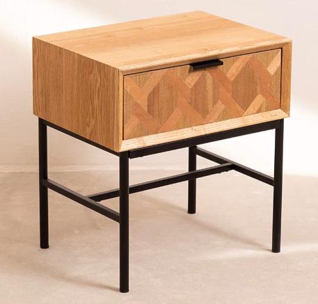 mesilla madera para dormitorio rosa con texturas