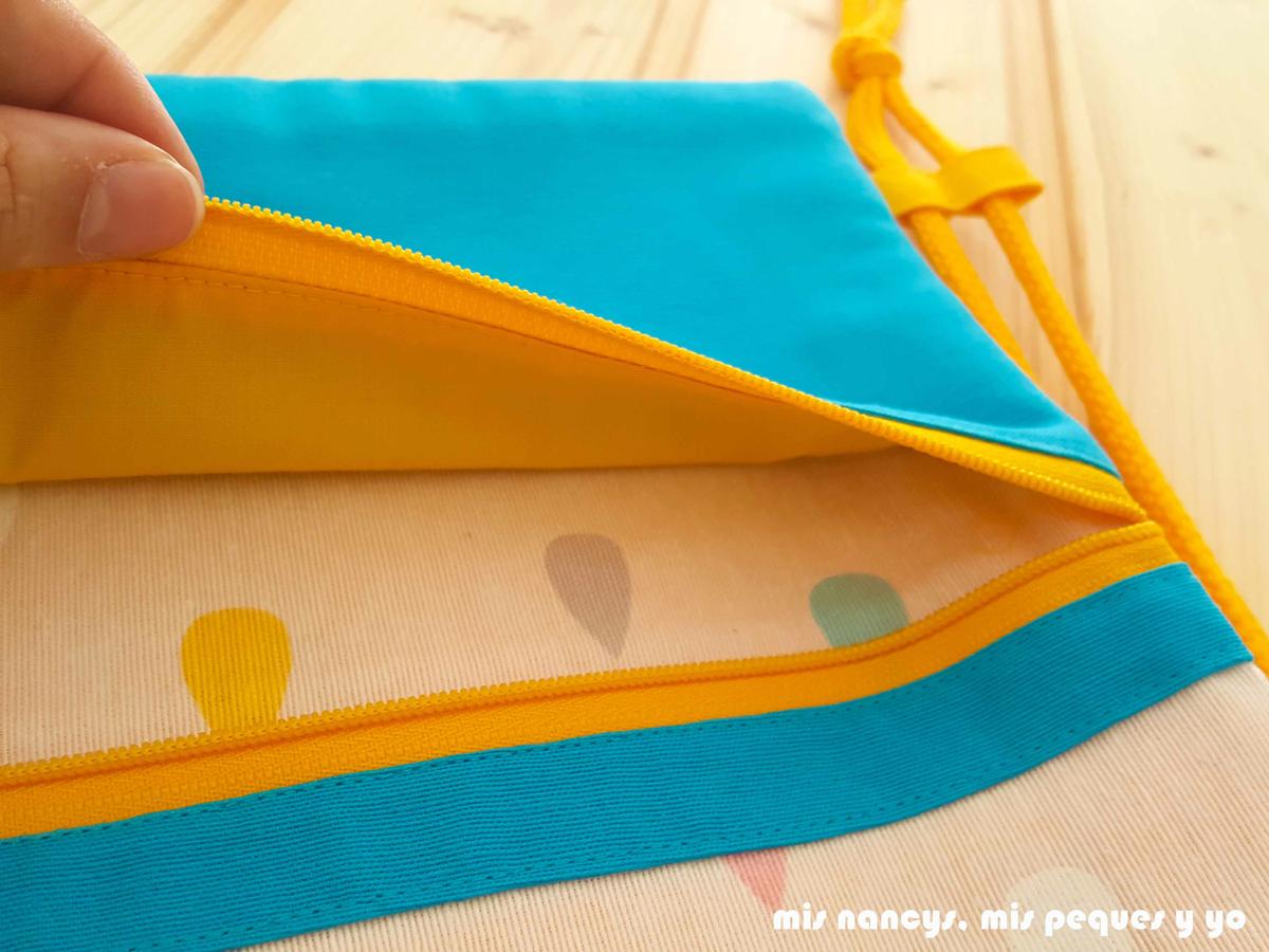 mis nancys, mis peques y yo, mochilas de tela infantiles, detalle forro interior del bolsillo
