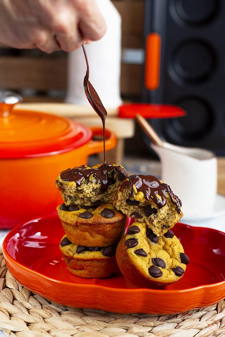 Muffins de Calabaza y Chocolate, super extra esponjosos y faciles