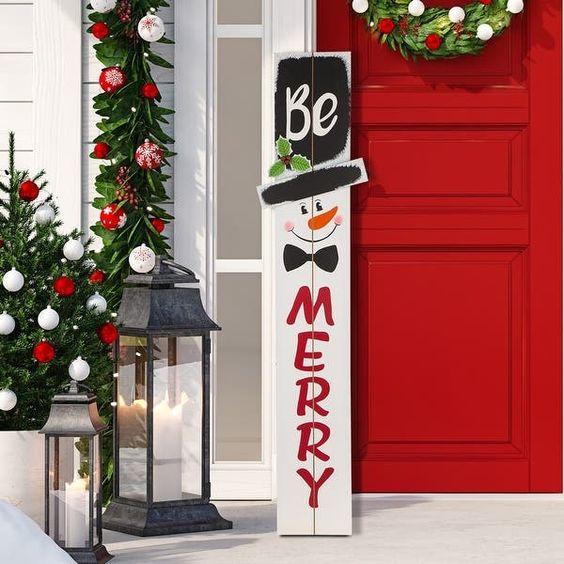 Decoración puertas del hogar navideñas colores infantil tierna creativa rojo y blanco