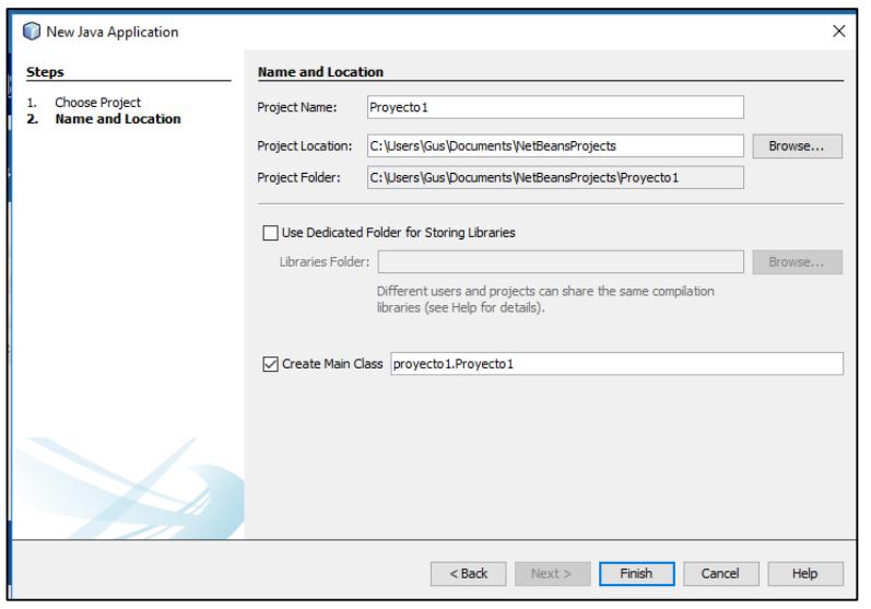Dar nombre a proyecto Java en NetBeans