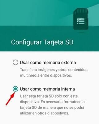 configurar la tarjeta microSD