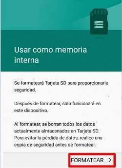 formatear memoria interna sd
