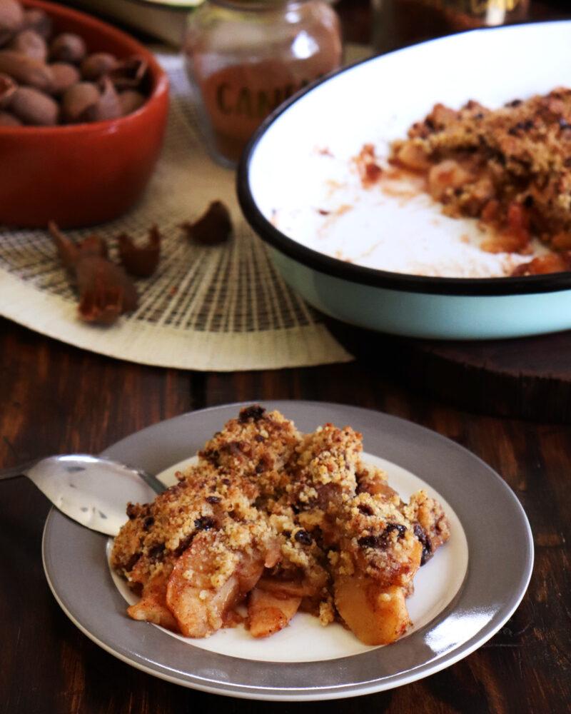 crumble manzana nuez postre facil
