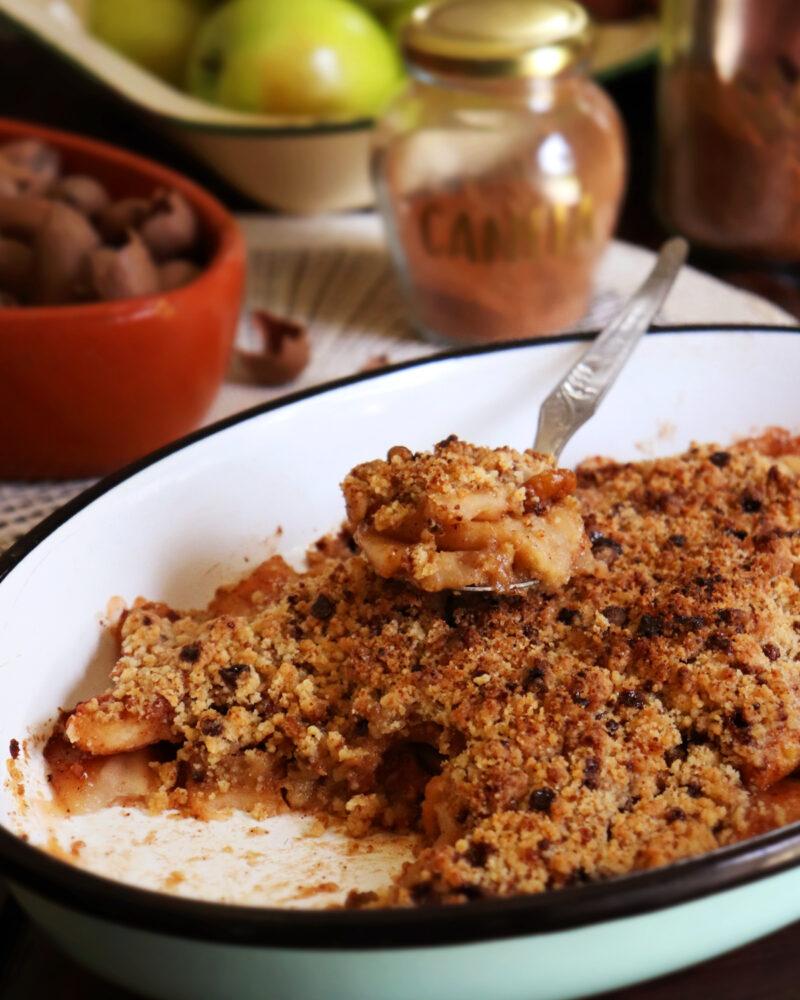 crumble manzana nuez postre facil