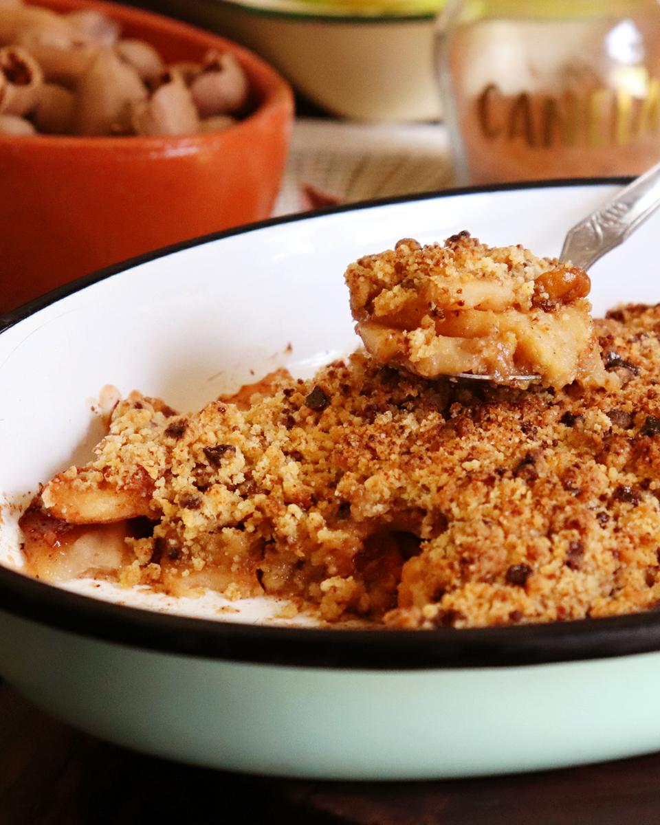 crumble manzana nuez postre facil