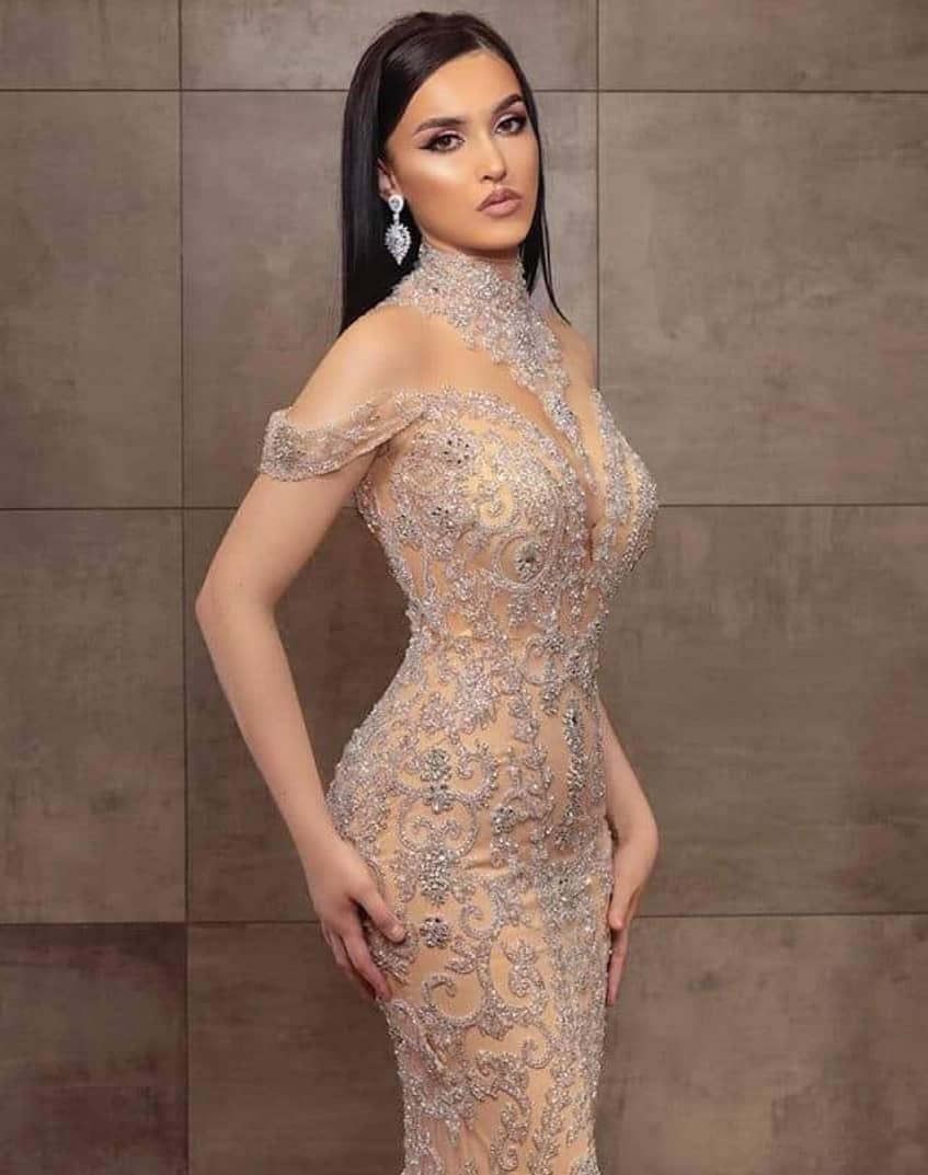 vestido de fiesta dorado elegante barato