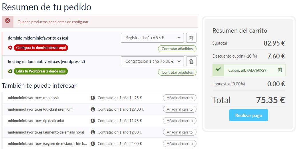 Hosting y dominio para página web