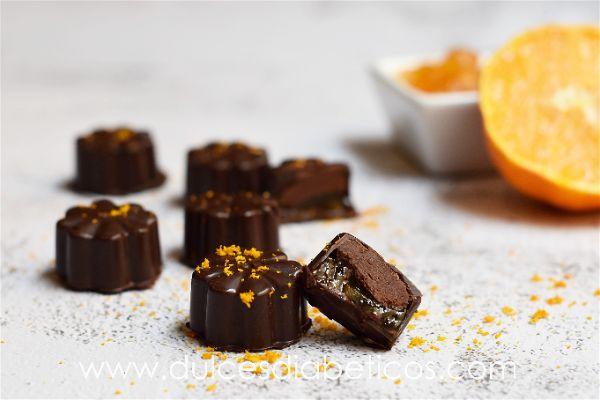 Bombones de chocolate y naranja sin azucar