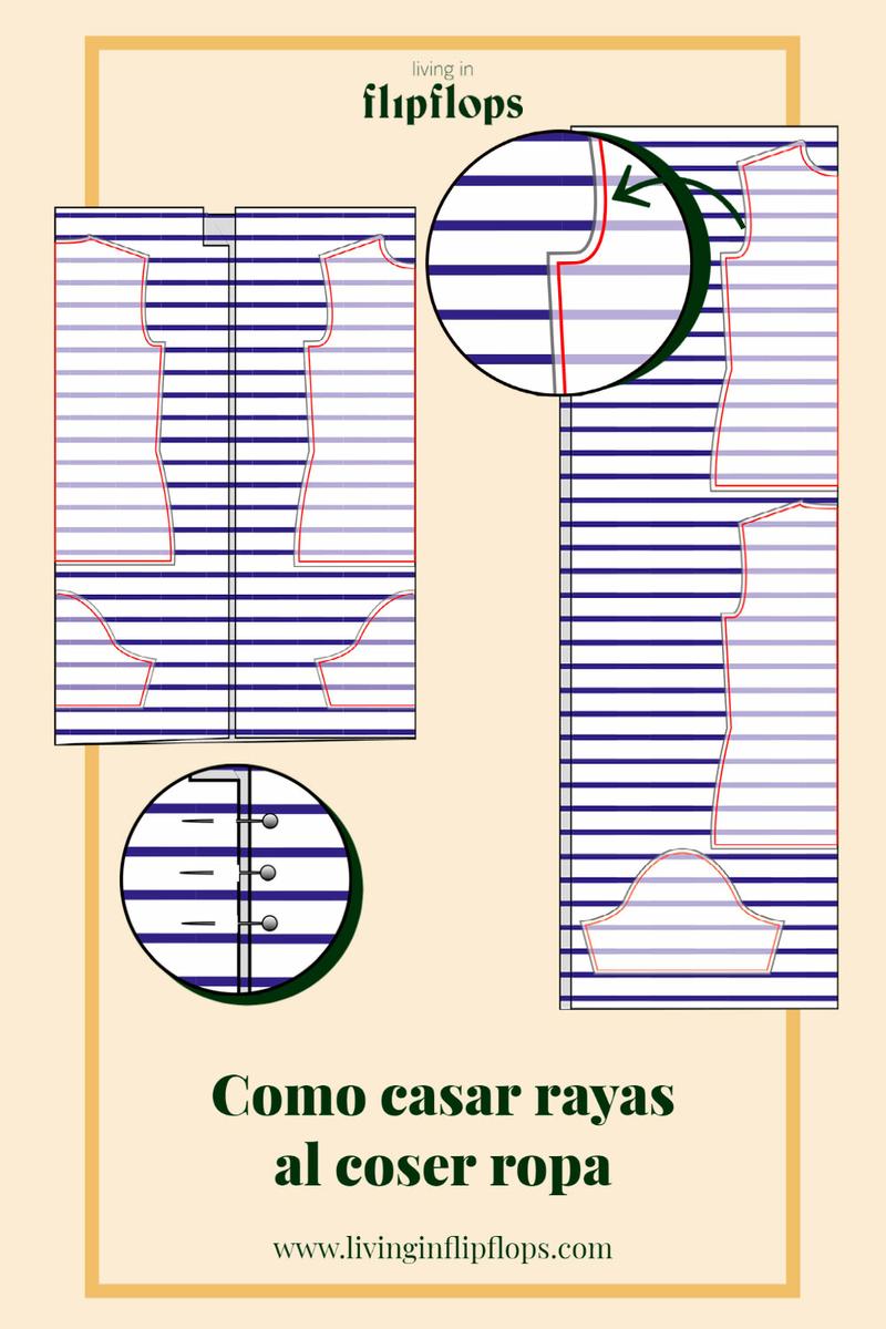 gráfico de como casar rayas al coser por living in flipflops