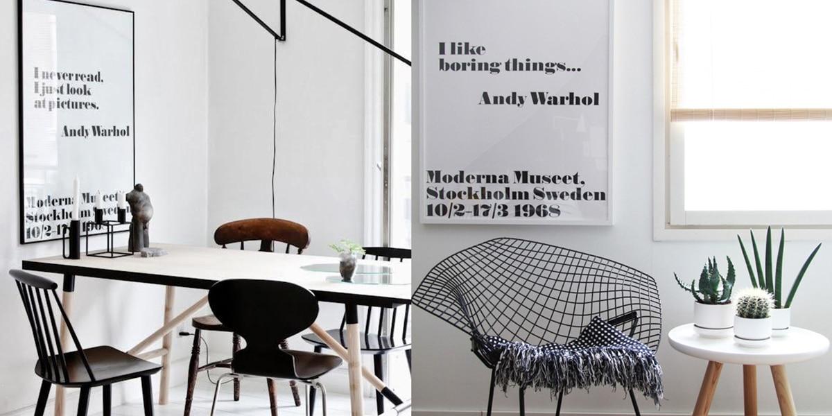 Cuadros con frases en el salón