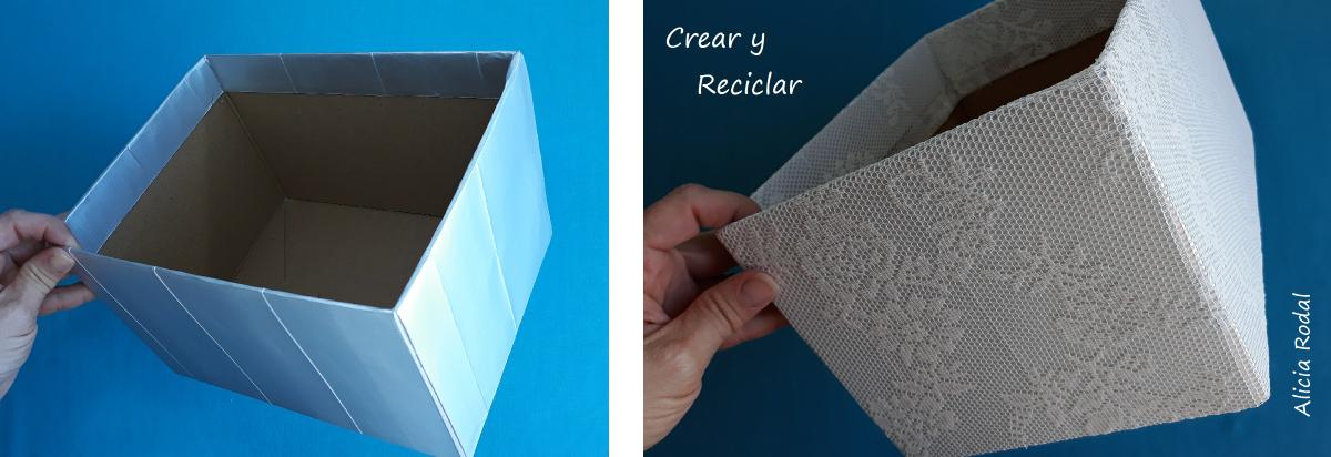 En este tutorial te muestro de una manera fácil y rápida, como decorar una caja de cartón con materiales que todos tenemos en casa, como cajas de leche y retales de tela, para transformarla en un bello organizador para nuestros productos de belleza, de higiene personal, material escolar, herramientas de trabajo, para tus manualidades o para lo que tú quieras.