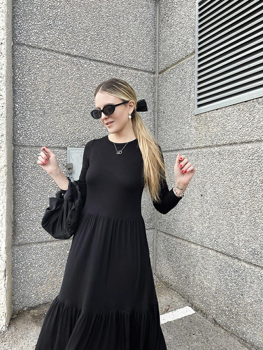 Trini | Saint and Sofia dress Manolo Blahnik shoes