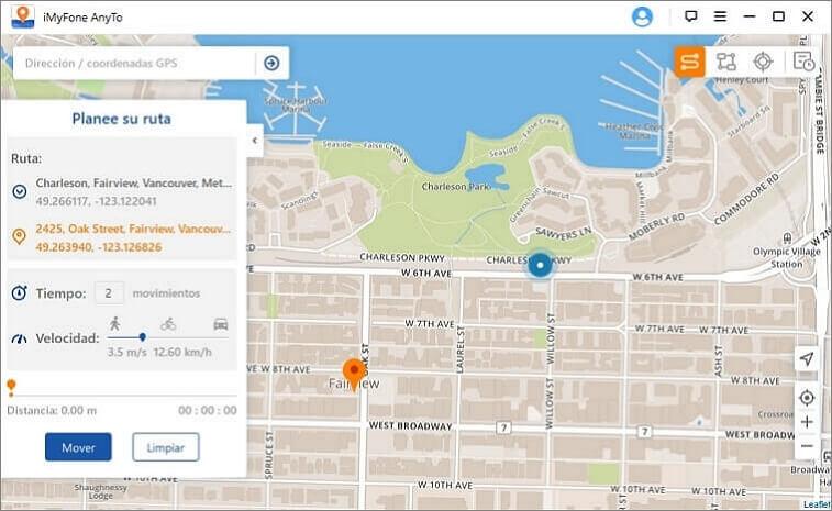 Ejemplo de cambio de ubicación GPS