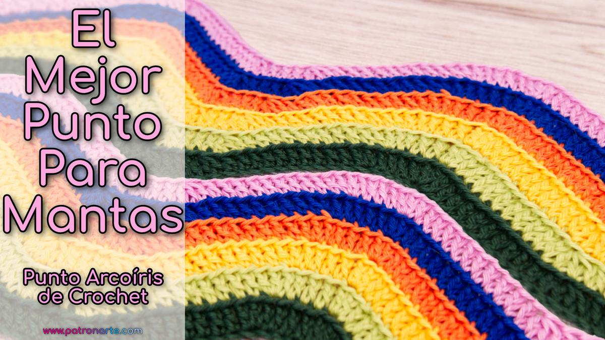 Punto Ondas Arcoíris de Crochet Ganchillo Punto de Crochet para Mantas
