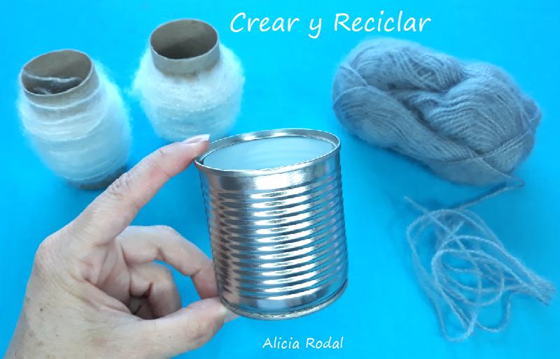 En este tutorial te muestro 3 formas diferentes de decorar latas de aluminio, con las que puedes aprovechar ese resto de hilo de lana que te sobra de tus manualidades.