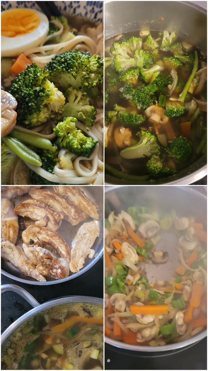 ramen con brocoli y pollo