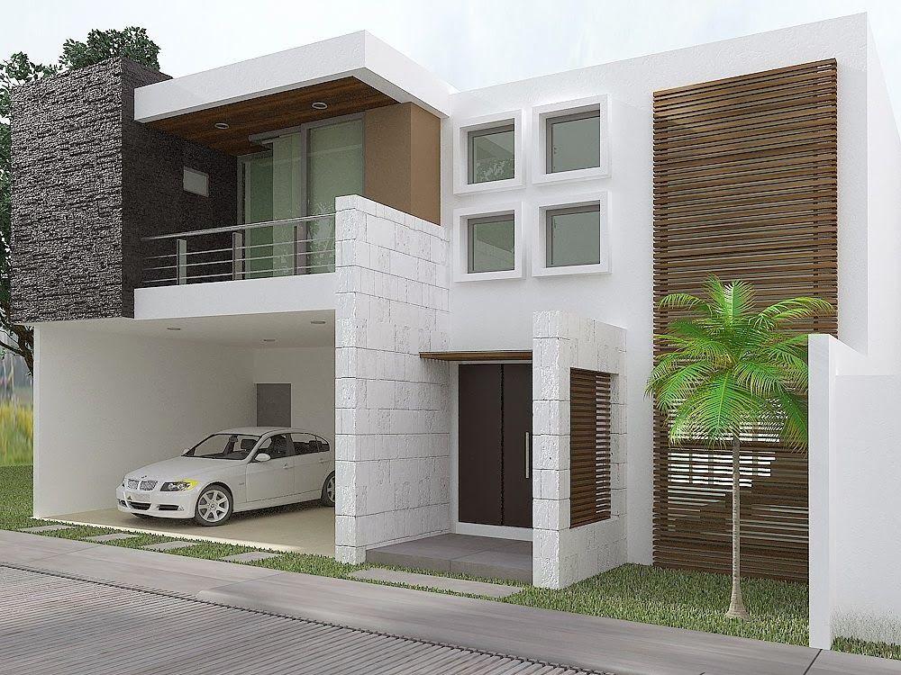 Fachadas de casas de dos pisos con garaje