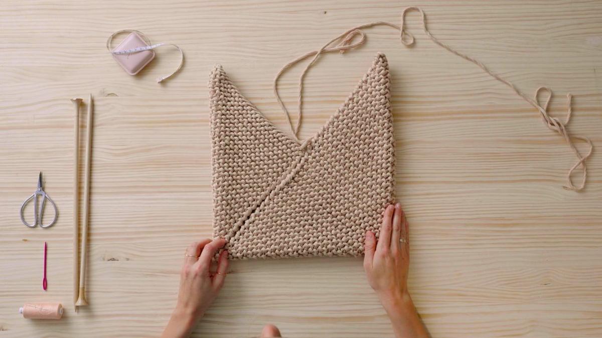 Cómo tejer un Bolso Origami de Punto a dos agujas