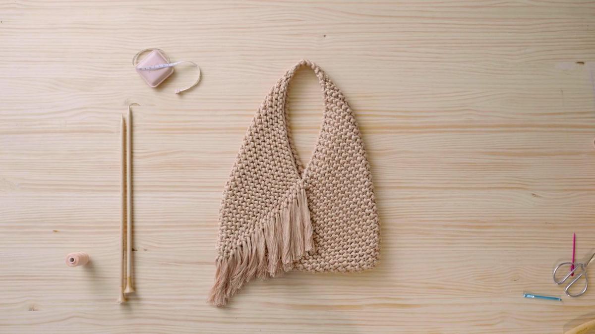 Cómo tejer un Bolso Origami de Punto a dos agujas