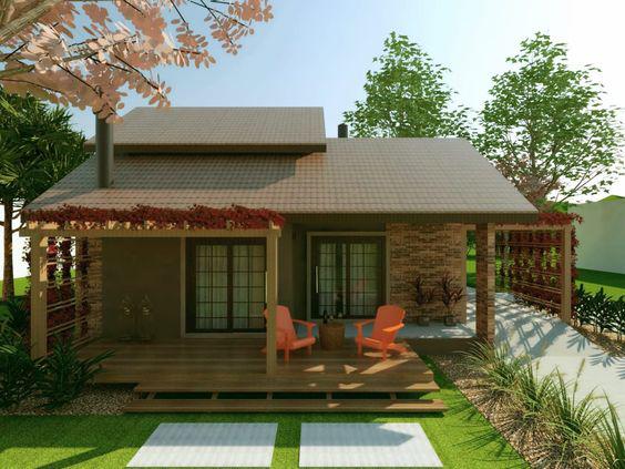 Casa rústica con jardín frontal