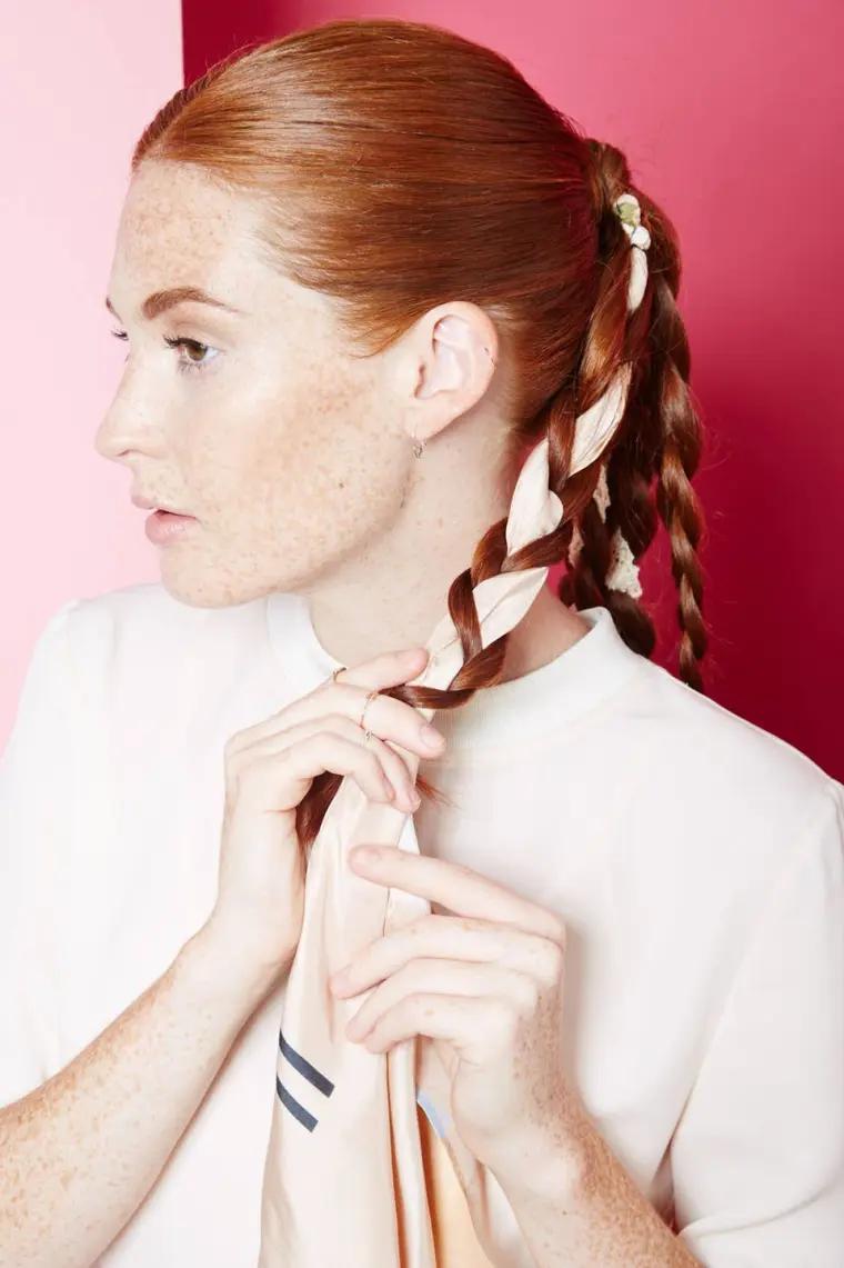 peinado bohemio de hilo hippie